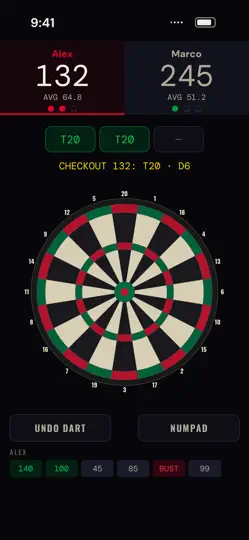 Screenshot von Dart Scorer Pro 2026: Zähler auf dem iPhone 2