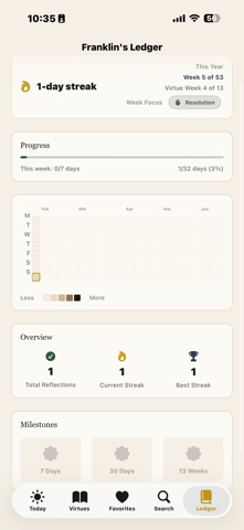 Franklin's Almanack iPhone screenshot