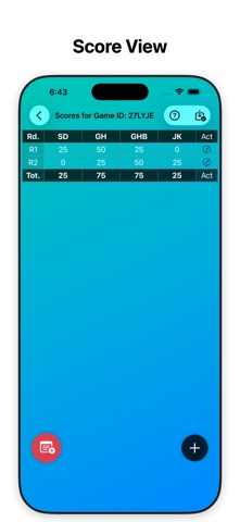 Rummy Score Sheet iPhone screenshot