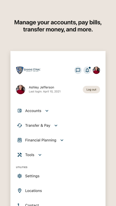 Jeanne D'Arc CU Mobile Banking Screenshot
