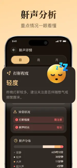 好眠-睡眠监测、鼾声记录、梦话录音、白噪音 screenshot 1