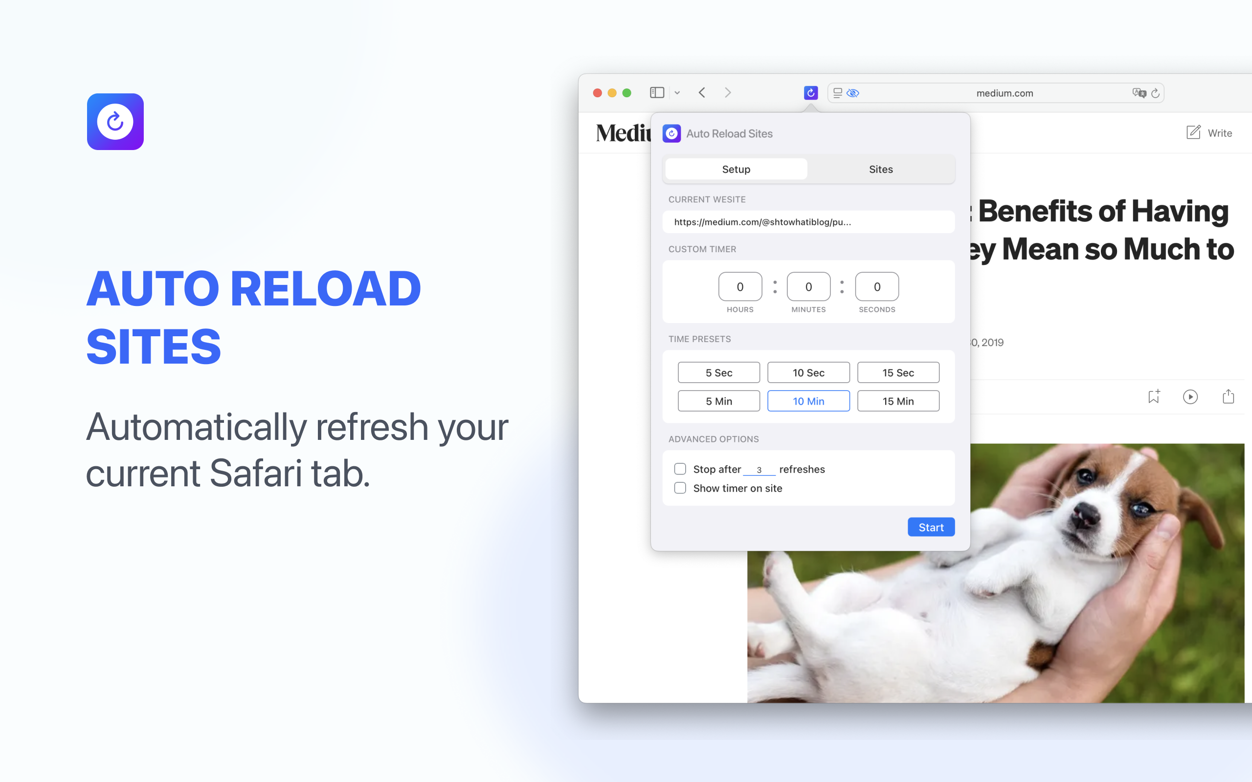 Auto Reload Sites for Safari