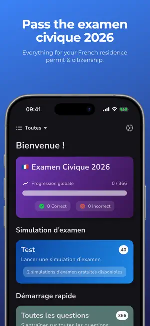 France Examen Civique 2026 QCM screenshot 1