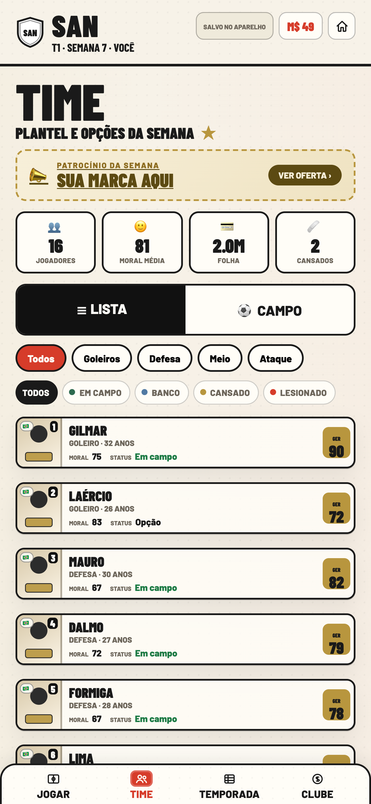 Goleada: Futebol Carreira screenshot 2
