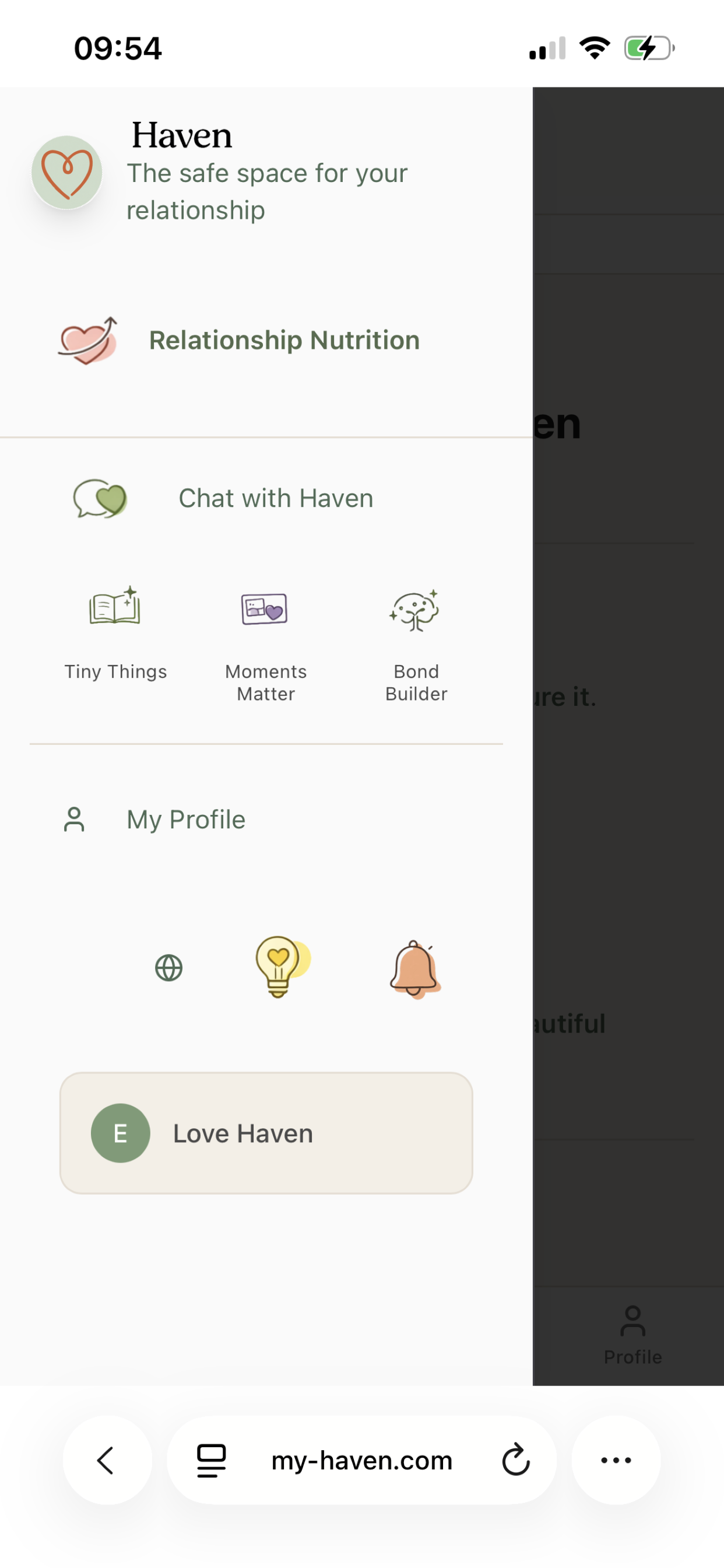 Haven: Relationship Nutrition screenshot 4