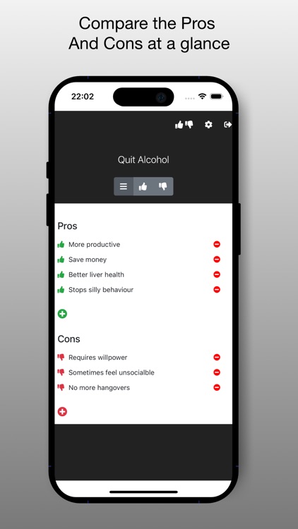 Simple Pros and Cons Lister