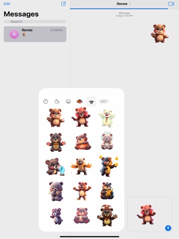 Mystic Moon Bear Stickers iPad screenshot
