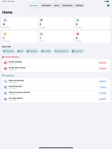 Home Manager iPad screenshot