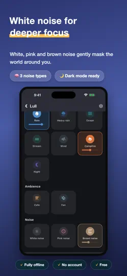 Capture d'écran de Lull: Focus & Sleep Sounds sur iPhone 2
