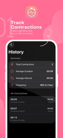 Labor Contraction Timer & Log Screenshot 2 of 7