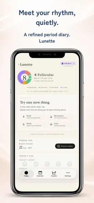 Lunette: Period & Mood Log screenshot 1