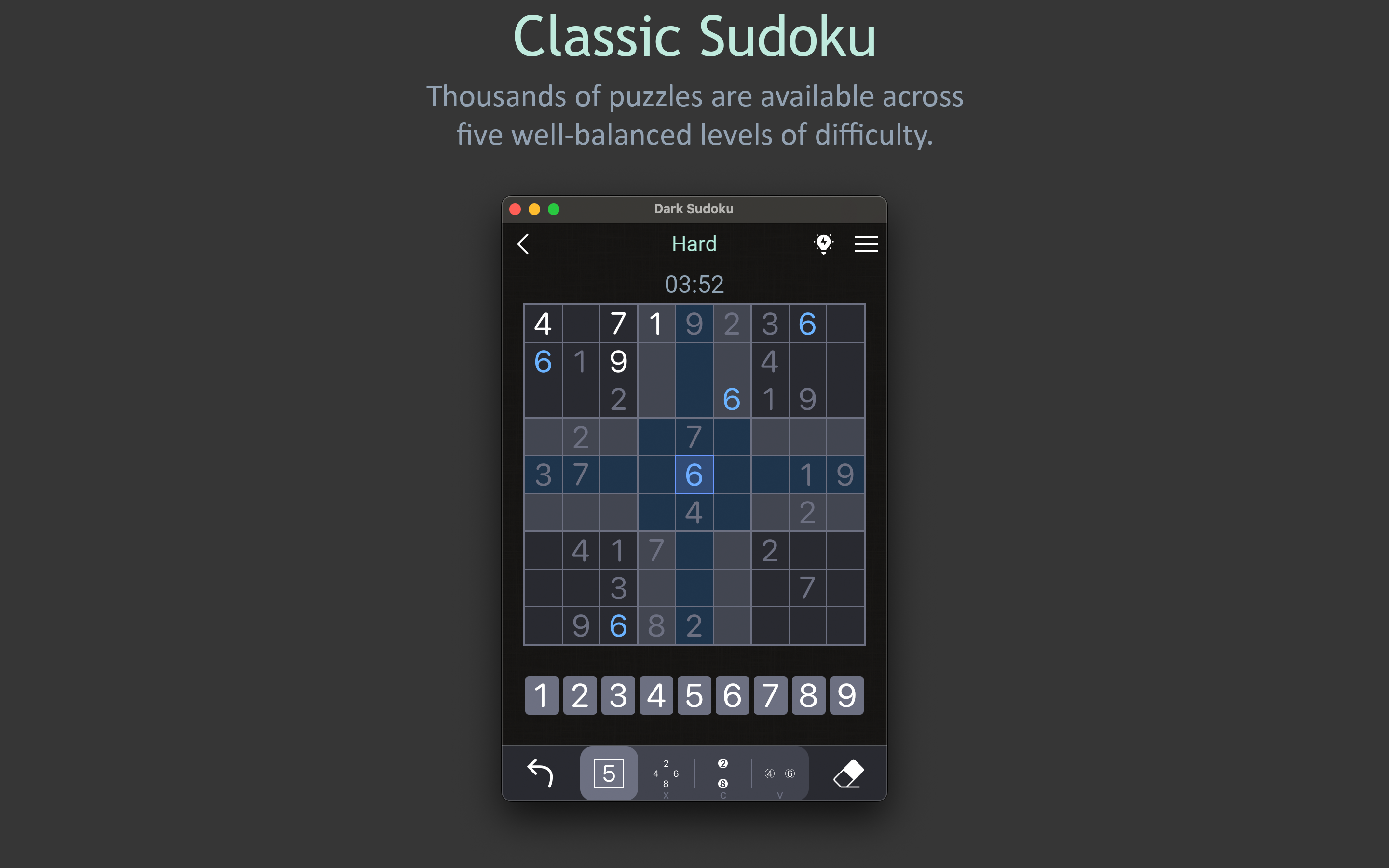Dark Sudoku - Classic Puzzle