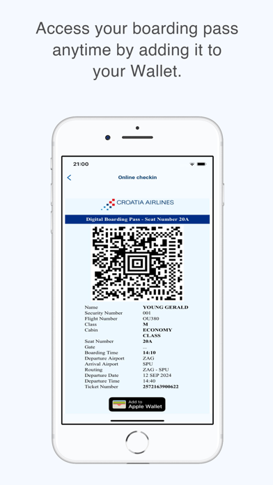 Croatia Airlines Screenshot