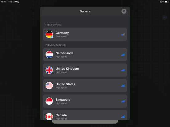 VPN Sunrise iPad screenshot 5 - Utilities app