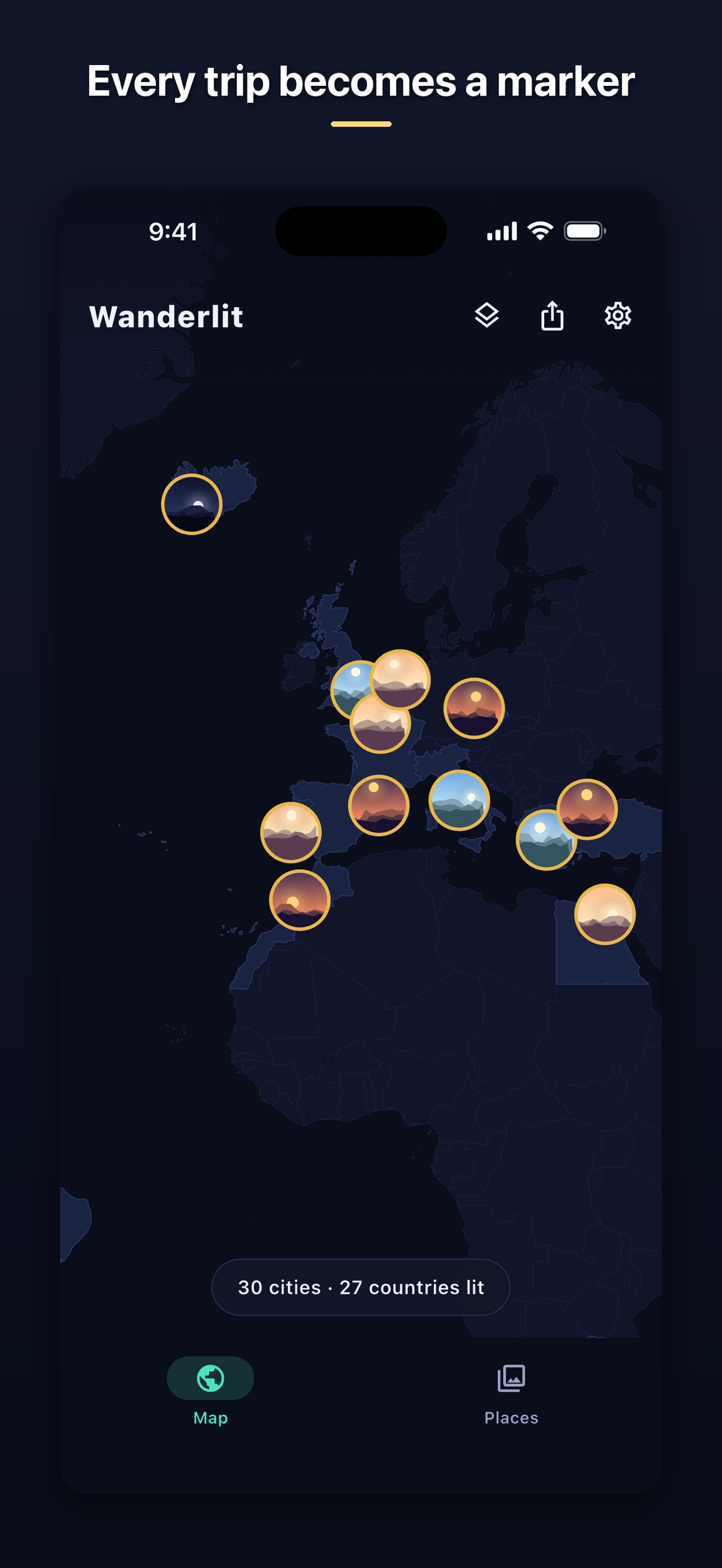 Screenshot 2 of Wanderlit: Travel Map Tracker