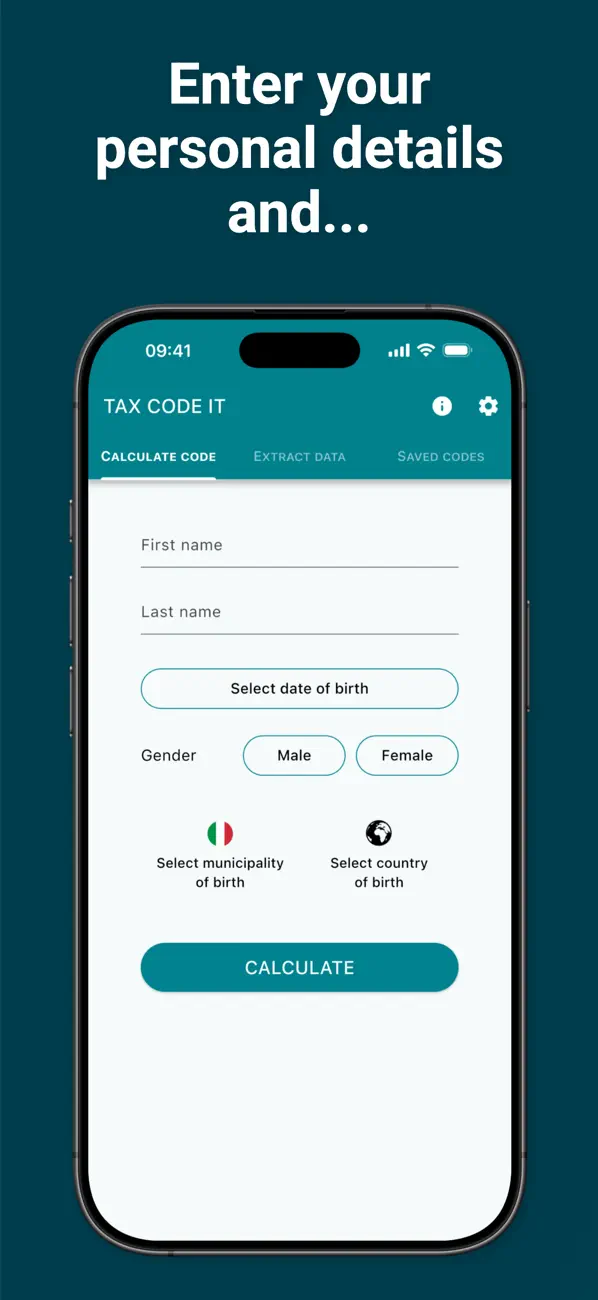 Screenshot #1 pour Tax Code IT: Generate & Save
