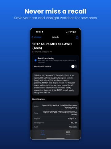 VINsight: Recalls & Car Specs iPad screenshot