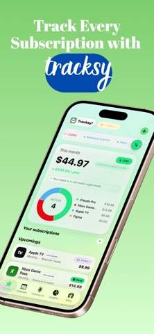 Tracksy: AI Subscription Track Screenshot 1 of 9