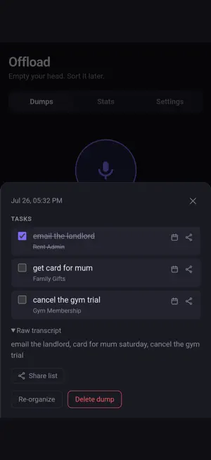 Offload: brain dump to tasks screenshot 4