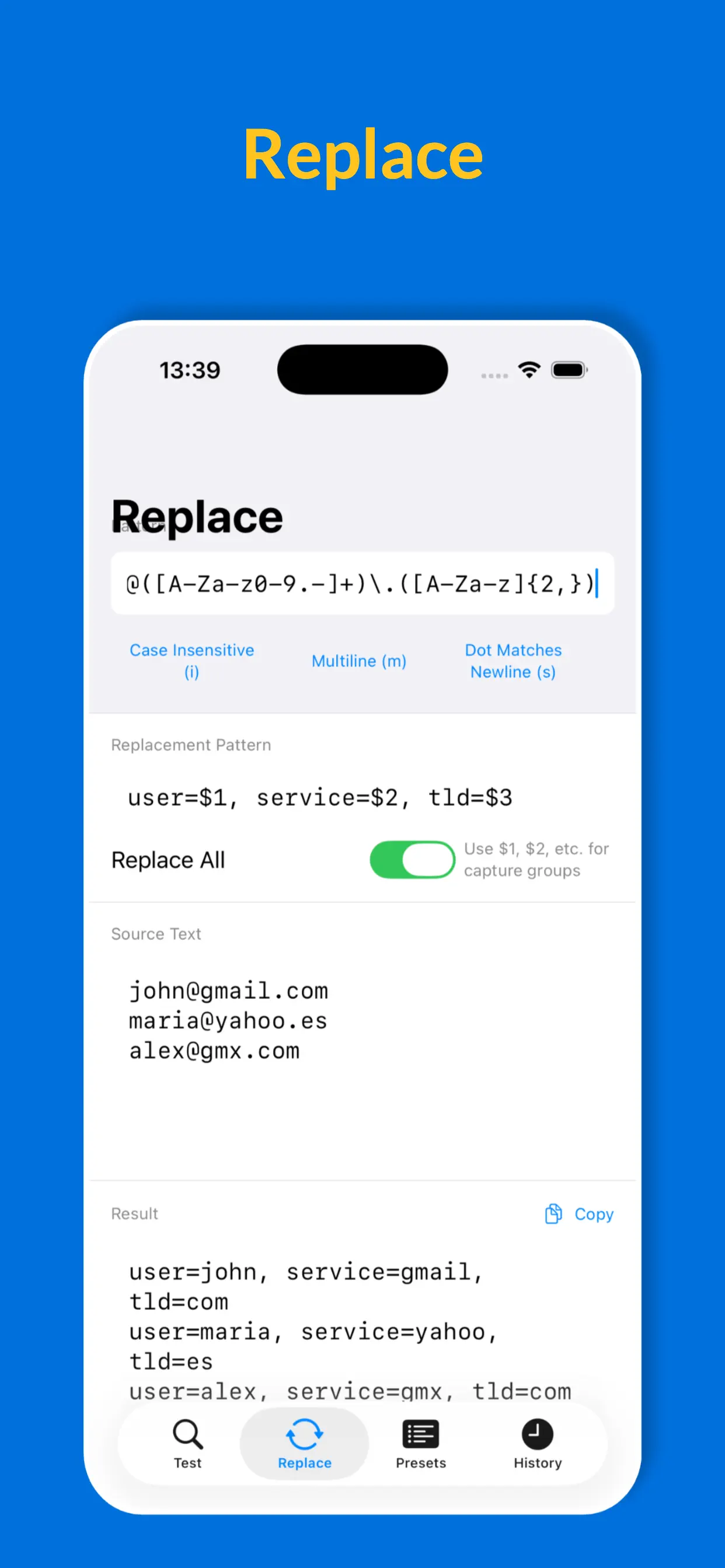 #2. Regex Parse & Replace Dev Tool (iOS) Von: Marvin Krueger