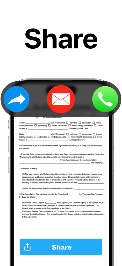 PDF Scanner App: TapScanner - Witness the intuitive 'Share' button and integrated options for sharing documents via email or other communication platforms.