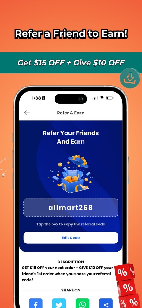 AllMart - Local Marketplace - allmart-app-refer-and-earn-screen
