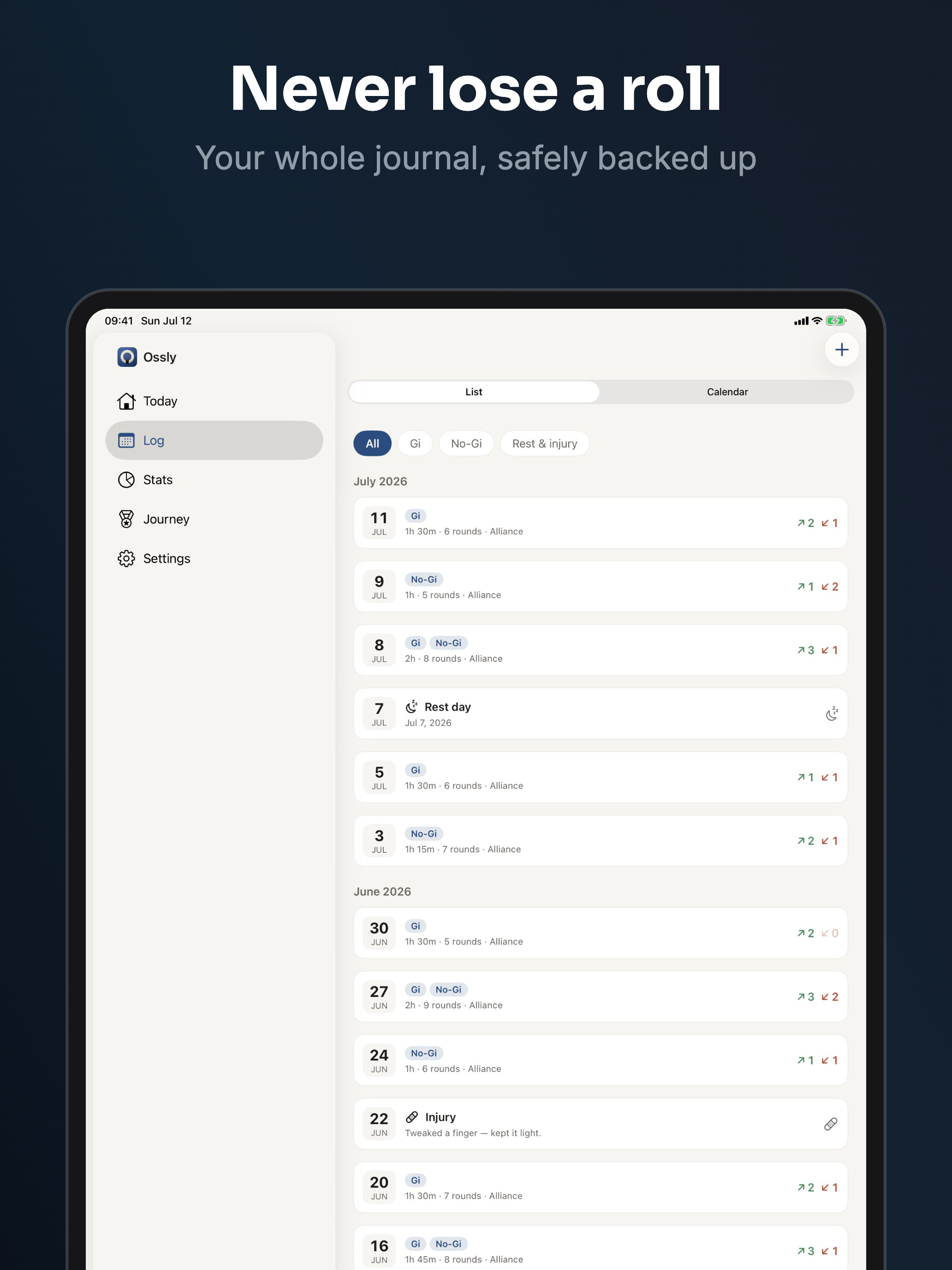 Ossly: BJJ Journal & Tracker screenshot 14
