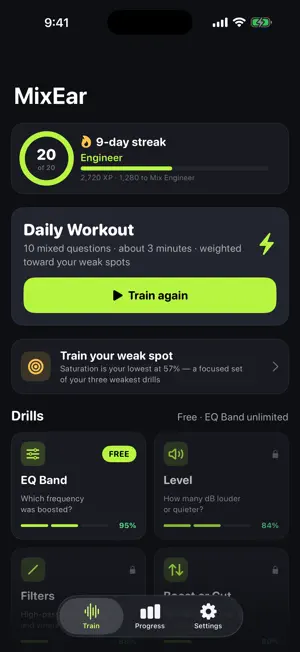 MixEar: Ear Trainer for Mixing screenshot 1