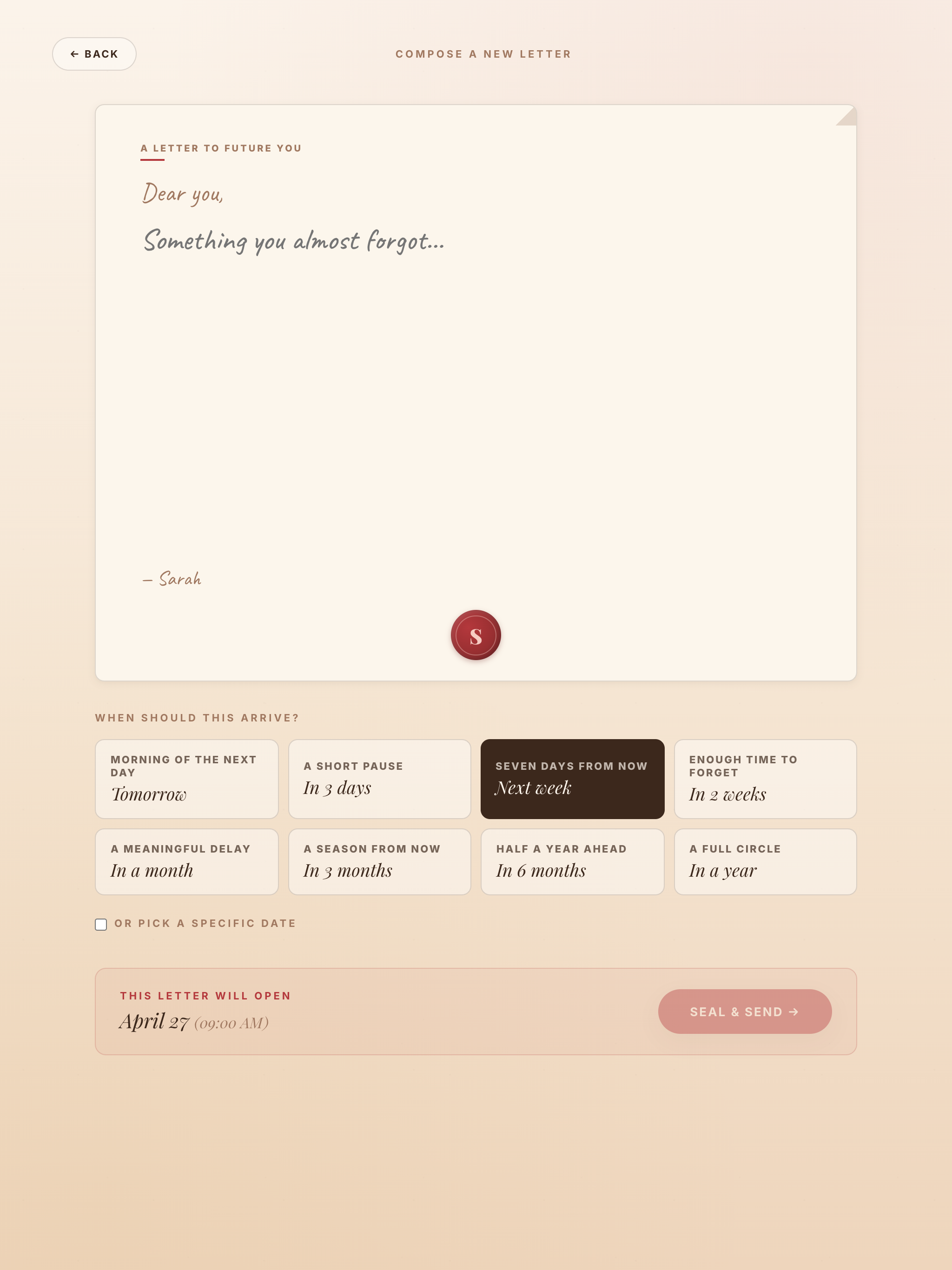 Note To Self - Sealed Letter