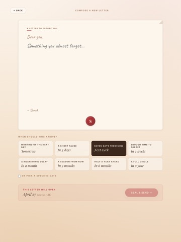 Note To Self - Sealed Letter iPad screenshot