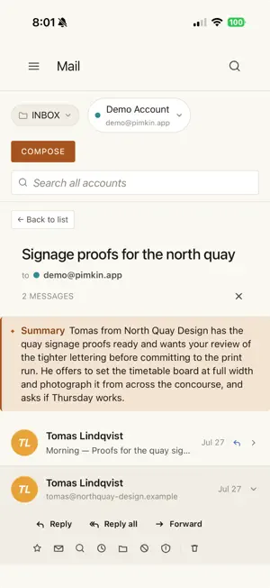 Pimkin Mail screenshot 2