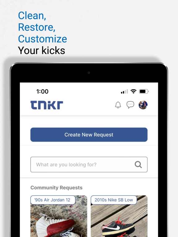 TNKR: Save Your Sneakers iPad screenshot 1 - Shopping app