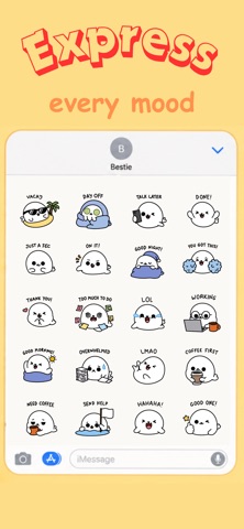 Chubby Seal: Cute Sticker Pack iPhone screenshot