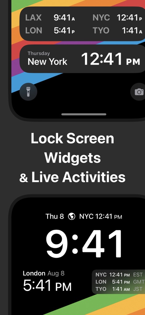 World Clock Time Zone Widgets - Gli utenti possono visualizzare orologi mondiali direttamente dalla schermata di blocco con widget personalizzabili e sfruttare le Live Activities per aggiornamenti in tempo reale.