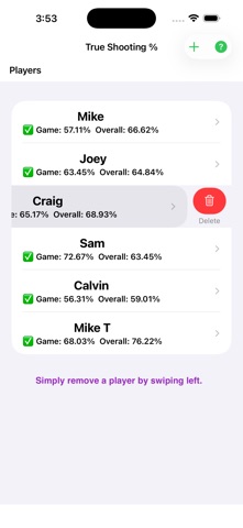 True Shooting Percent iPhone screenshot