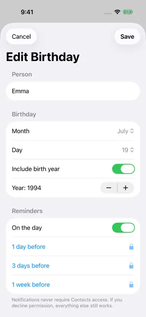 DateRibbon: Birthday Reminder screenshot 3