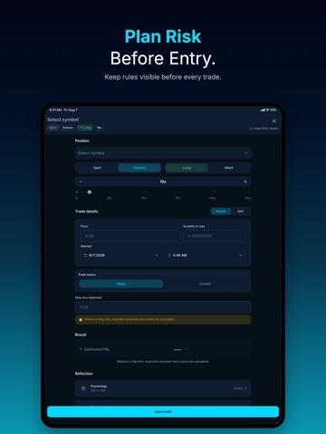 Whale Journal - Trading Log iPad screenshot