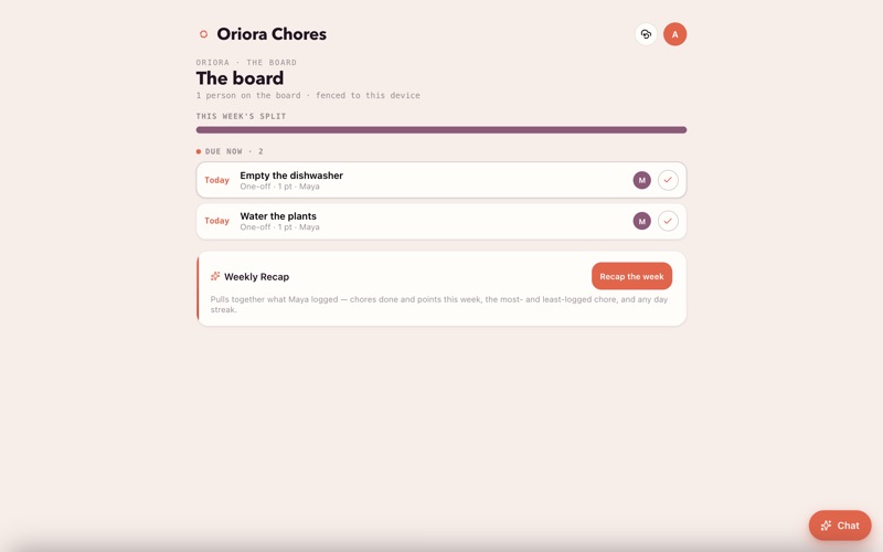 Oriora Chores iPhone screenshot