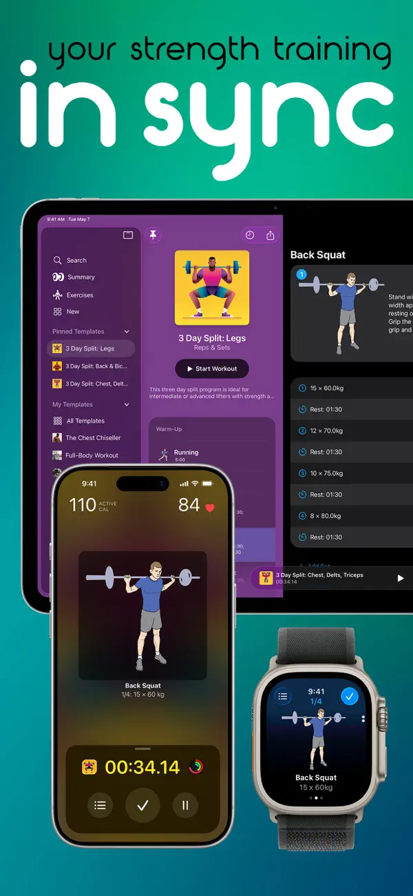 Reps & Sets 26 iPhone App Screenshot 1 – Gesundheit & Fitness