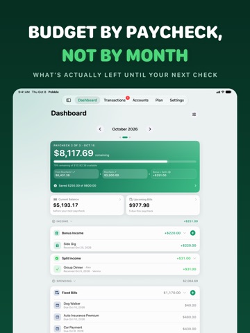 Pebble - Paycheck Budget iPad screenshot
