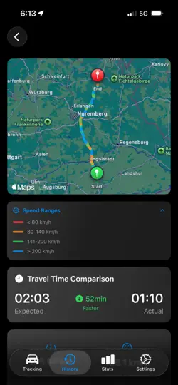 Screenshot von Speed-Tracker auf dem iPhone 2