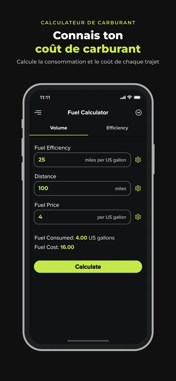 Screenshot #1 pour Calculateur de carburant