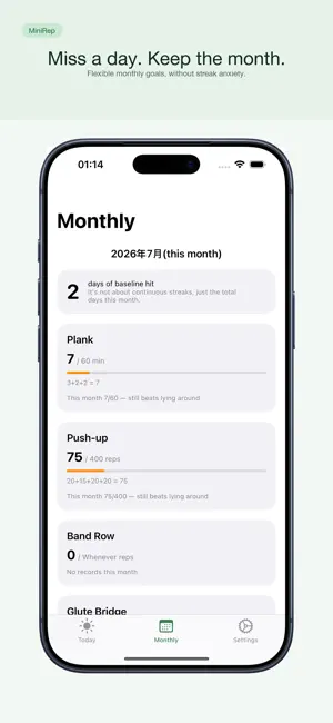 Workout Log - MiniRep screenshot 2