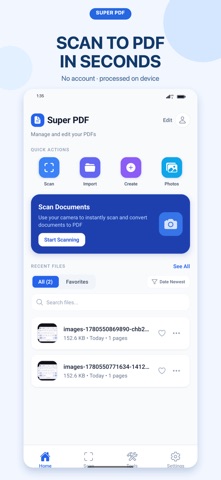 Super PDF: Scanner & Editor Screenshot 1 of 4