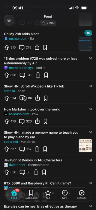 HackStream - HackerNews Feed Screenshot 1 of 5
