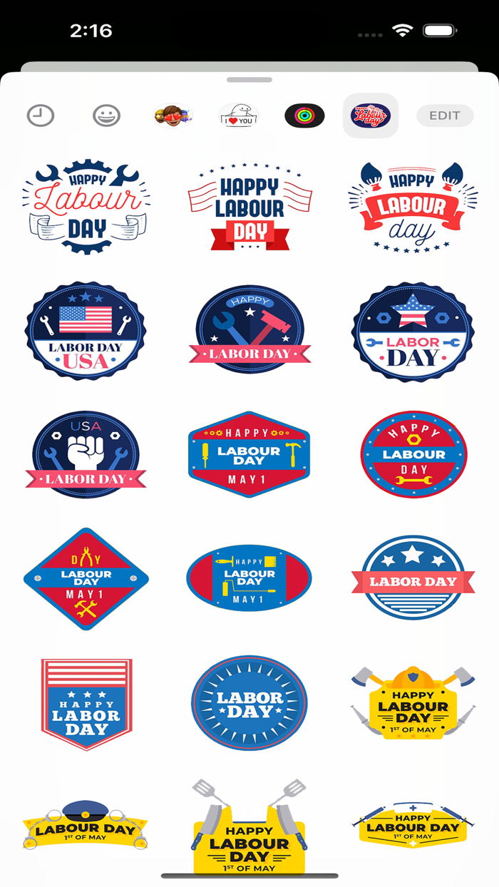 US Labor Day Stickers