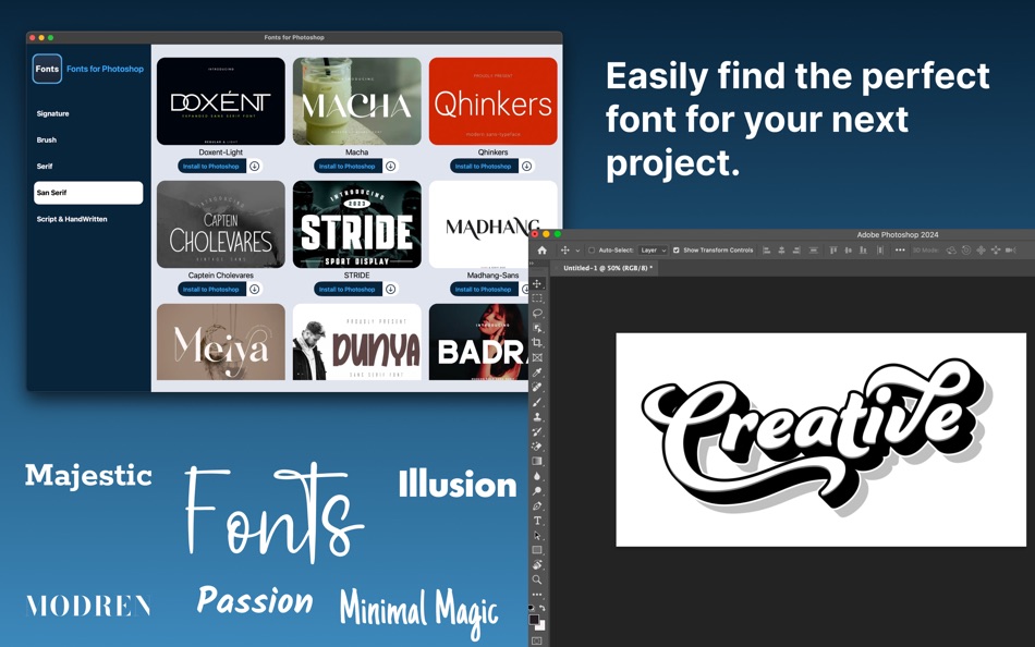 #2. Fonts for Adobe Photoshop (macOS) Podle: Syed Sahib Sultan