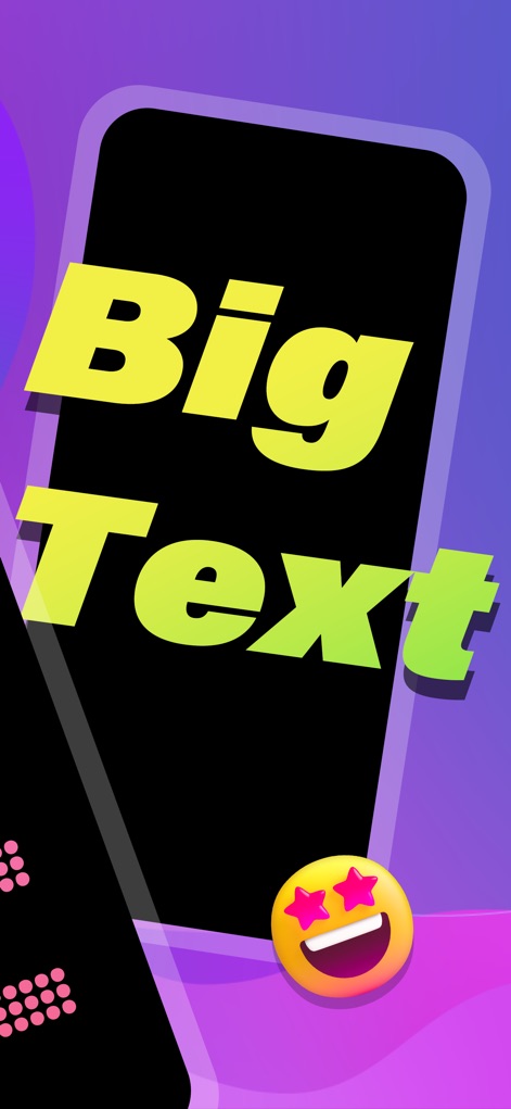 LED Banner : Make It Big Text - Esta herramienta destaca por su capacidad para crear textos de gran tamaño con colores vibrantes, como el “Big Text” en amarillo/verde y el emoticono con ojos de estrella.