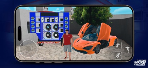 Carros Socados Brasil - Esta cena apresenta um carro esportivo de luxo com portas abertas, ladeado por um impressionante paredão de som móvel, destacando a diversidade de veículos e opções de áudio.