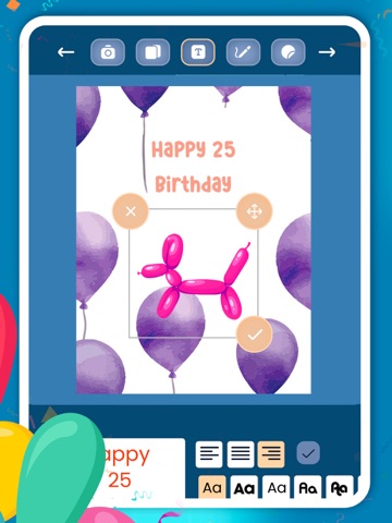 Create birthday greeting cards iPad screenshot